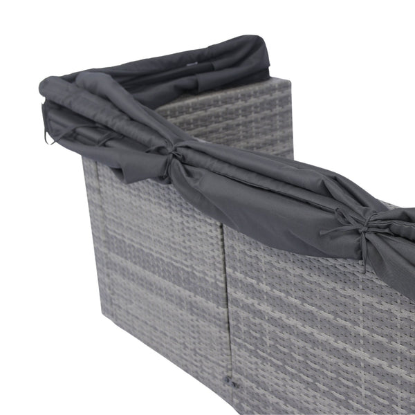 English Elm 7-Piece Patio Set w/ Retractable Canopy, Modular PE Wicker Sectional Sofa, Washable Cushions Gray W329S00029