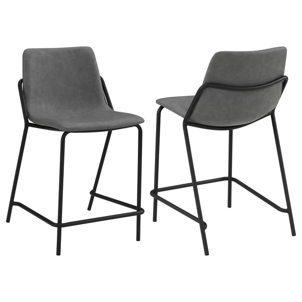 English Elm Grey Counter Height Stools Set Of 2 - Modern Comfort With Sleek Design & Durable Black Base B062P145615