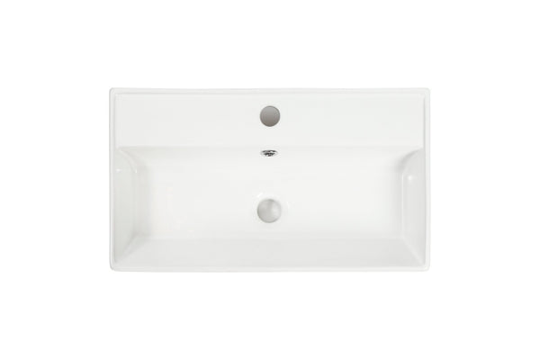 English Elm 21.6" Glossy White Ceramic Vessel Sink Rectangular Basin for Modern Bathroom Vanity W1573P224469
