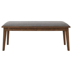 English Elm Grey Upholstered Dining Bench with Natural Walnut Legs, Mid-Century Modern Padded Seat for Kitchen, Hallway, Bedroom Nook (46") B062P145521