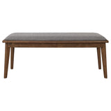 English Elm Grey and Natural Walnut Upholstered Dining Bench