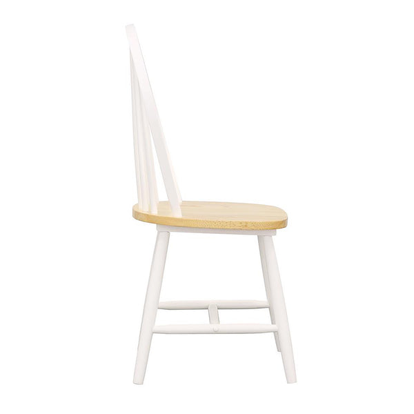 English Elm Natural Brown and White Spindle Back Side Chairs Set of 4 – Rustic Two-Tone Wood Dining Chairs, 37" B062P145549