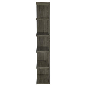 English Elm Weathered five-shelf bookcase in Dark Grey Finish with Semi-Backless Drama, Versatile Storage, 70.75" B062P145507