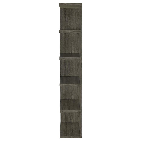English Elm Weathered five-shelf bookcase in Dark Grey Finish with Semi-Backless Drama, Versatile Storage, 70.75" B062P145507