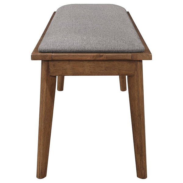 English Elm Grey Upholstered Dining Bench with Natural Walnut Legs, Mid-Century Modern Padded Seat for Kitchen, Hallway, Bedroom Nook (46") B062P145521