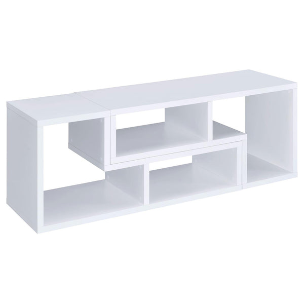 English Elm White Convertible Bookcase — Modern L-Shaped White Shelf Unit with 4 Open Shelves, Versatile Storage & TV Stand Friendly B062P145552