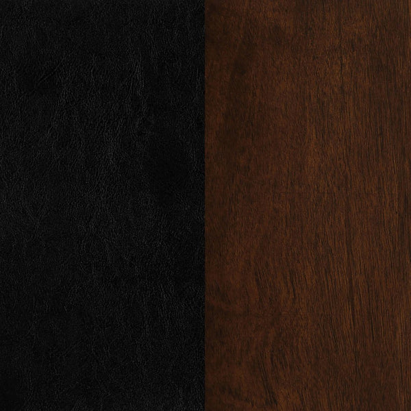 English Elm Black Upholstered Game Chair with Casters — Tobacco Poplar Frame, Leatherette Comfort, Classic Lines, Mobile Elegance B062P145543