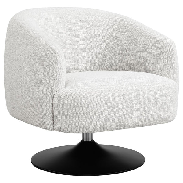 English Elm Beige Boucle Swivel Accent Chair with Matte Black Round Metal Base, Modern 360° Seating for Living Rooms B062P145618
