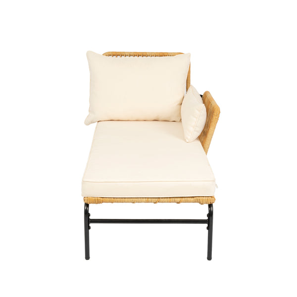 English Elm 3 Pieces Outdoor Patio Wicker Furniture Set – Light, Sturdy Metal Frame, All-Weather Wicker, 3.15" Cushions, Natural Yellow & Creme W329S00038