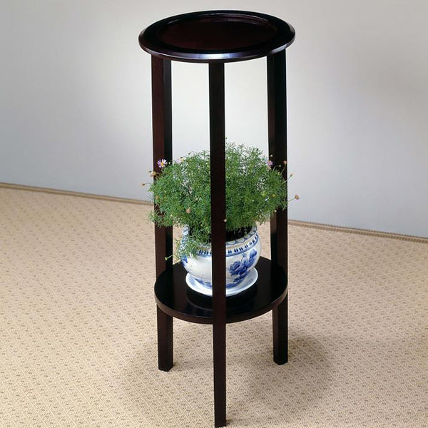 English Elm Espresso Round Accent Table with Open Shelf — Compact Espresso Side Table for Lamps, Plants & Serving B062P145503