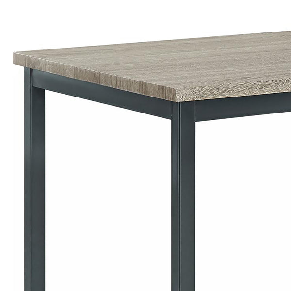 English Elm Grey Weathered Rectangle Dining Table with Black Metal Legs — Seats 4, Durable MDF Top, Transitional Style B062P145635