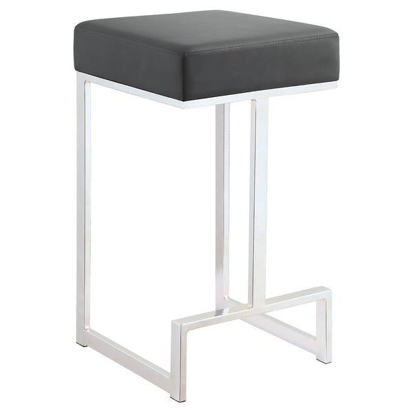 English Elm Grey Upholstered Counter Height Stool With Chrome Legs - Modern Design For Kitchen & Bar Spaces B062P145623
