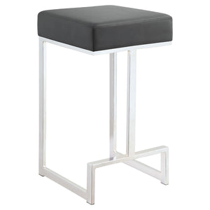 English Elm Grey and Chrome Upholstered Counter Height Stool