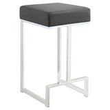 Contemporary Grey Upholstered Counter Stool with Chrome Finish | Plush Padding for Comfort | Durable Construction | 14.50 x 14.50 x 25.00