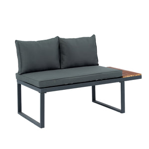 English Elm 4 Piece L-Shaped Patio Wicker Sectional Sofa Set With Dark Grey Cushions & Side Table For Outdoor Comfort W329S00031