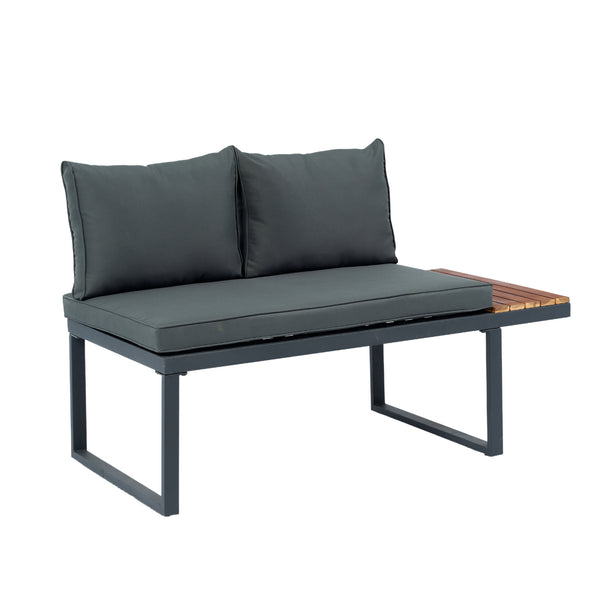 English Elm 4 Piece L-Shaped Patio Wicker Sectional Sofa Set With Dark Grey Cushions & Side Table For Outdoor Comfort W329S00031