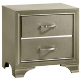 Crystal-Textured Champagne Nightstand with 2 Drawers, Elegant Design & Ample Storage