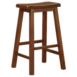 Set of 2 Chestnut Bar Stools with Classic Sawhorse Motif, Comfortable Seating for Casual Spaces