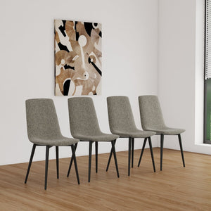 English Elm 47"-63" Extendable Marble Print Dining Set Four Suede Chairs Modern White Mdf Table W2189S00929