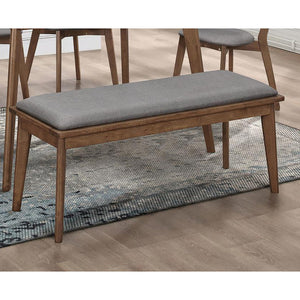 English Elm Grey Upholstered Dining Bench with Natural Walnut Legs, Mid-Century Modern Padded Seat for Kitchen, Hallway, Bedroom Nook (46") B062P145521