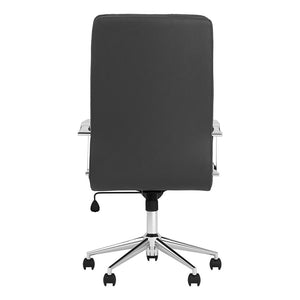 English Elm Black Upholstered Office Chair with Chrome Arms & Casters — Modern Minimalist Design, Adjustable Comfort B062P145550