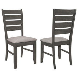 English Elm Grey Tapered Slat Back Side Chairs Set of 2 - Dark Grey Asian Hardwood, Padded Foam Seat, Modern Comfort (2) B062P145630