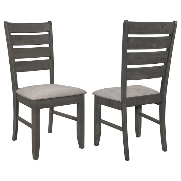 English Elm Grey Tapered Slat Back Side Chairs Set of 2 - Dark Grey Asian Hardwood, Padded Foam Seat, Modern Comfort (2) B062P145630