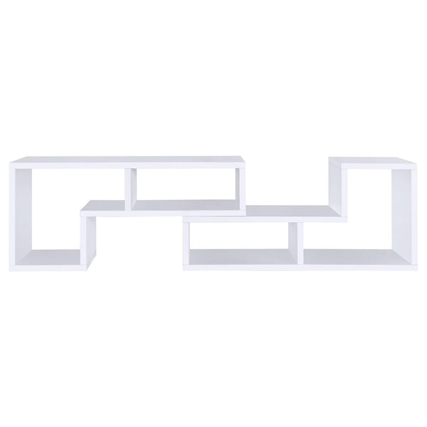 English Elm White Convertible Bookcase — Modern L-Shaped White Shelf Unit with 4 Open Shelves, Versatile Storage & TV Stand Friendly B062P145552