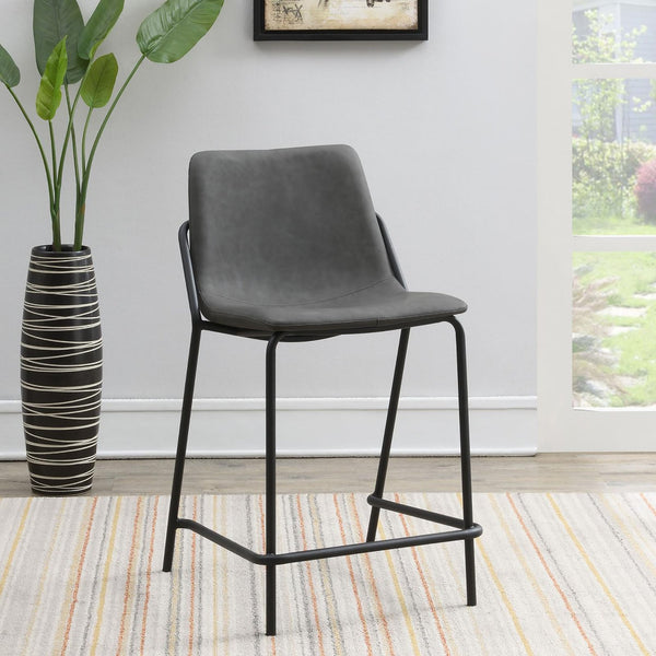 English Elm Grey Counter Height Stools Set Of 2 - Modern Comfort With Sleek Design & Durable Black Base B062P145615