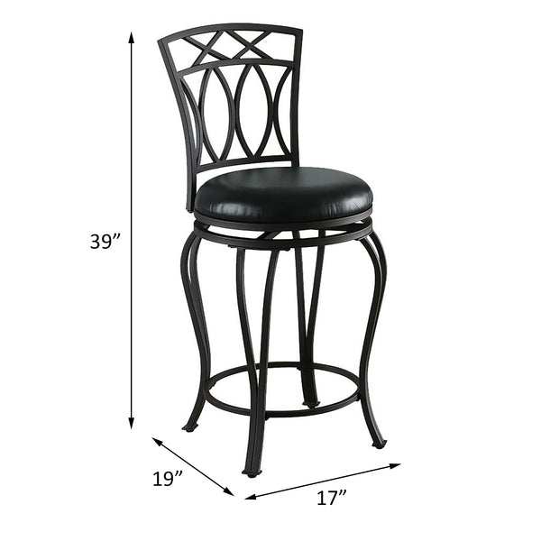 English Elm Black Swivel Counter Height Stool Upholstered Seat Metal Leatherette Curved Design 39" High Elegance B062P145516
