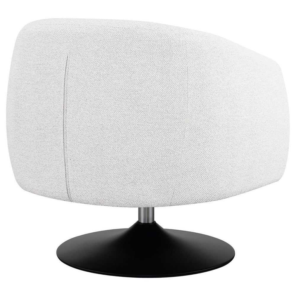 English Elm Beige Boucle Swivel Accent Chair with Matte Black Round Metal Base, Modern 360° Seating for Living Rooms B062P145618