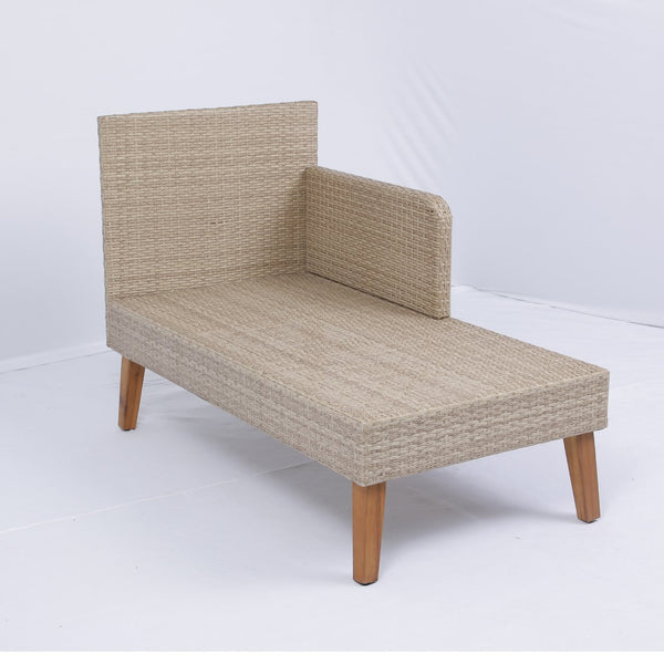 English Elm 3 Piece Patio Sectional Wicker Rattan Sofa Set with Acacia Wood Table Natural Yellow Wicker Cushions Durable Weather-Resistant Construction W329S00037