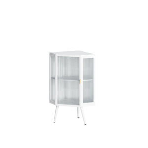English Elm 22.25 Corner Floor Cabinet with Tempered Glass Door, Triangular Space-Saving Storage for Bath & Home W757130159