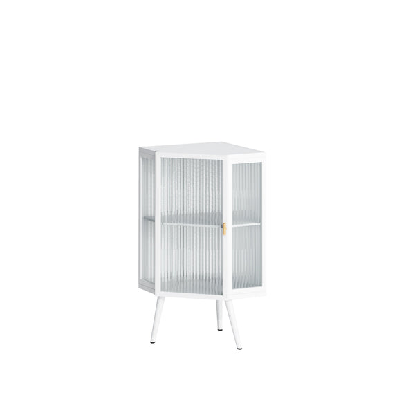 English Elm 22.25 Corner Floor Cabinet with Tempered Glass Door, Triangular Space-Saving Storage for Bath & Home W757130159