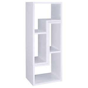 English Elm White Convertible Bookcase — Modern L-Shaped White Shelf Unit with 4 Open Shelves, Versatile Storage & TV Stand Friendly B062P145552