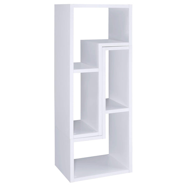 English Elm White Convertible Bookcase — Modern L-Shaped White Shelf Unit with 4 Open Shelves, Versatile Storage & TV Stand Friendly B062P145552