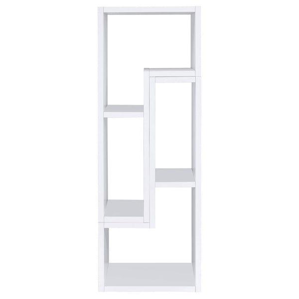 English Elm White Convertible Bookcase — Modern L-Shaped White Shelf Unit with 4 Open Shelves, Versatile Storage & TV Stand Friendly B062P145552