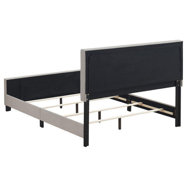 English Elm Beige Tufted Upholstered Queen Panel Bed with Grid-Tufted Headboard, Durable Hardwood Frame, Modern Chic B062P145551
