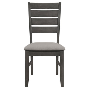 English Elm Grey Tapered Slat Back Side Chairs Set of 2 - Dark Grey Asian Hardwood, Padded Foam Seat, Modern Comfort (2) B062P145630