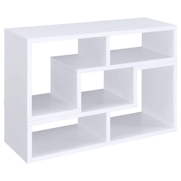 English Elm White Convertible Bookcase — Modern L-Shaped White Shelf Unit with 4 Open Shelves, Versatile Storage & TV Stand Friendly B062P145552
