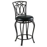 Swivel Counter Stool | Upholstered Seat, Elegant Design, Built-in Footrest - Black | 17 x 19 x 39