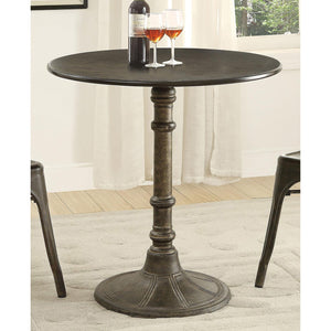 English Elm Bronze Parisian Bistro Round Dining Table with Pedestal Base, Hand-Applied Finish for Cozy Spaces B062P145548