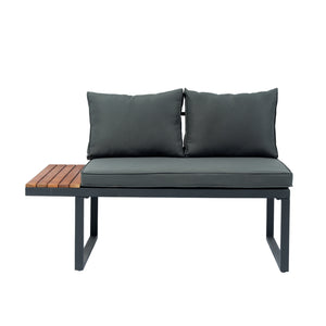 English Elm 4 Piece L-Shaped Patio Wicker Sectional Sofa Set With Dark Grey Cushions & Side Table For Outdoor Comfort W329S00031