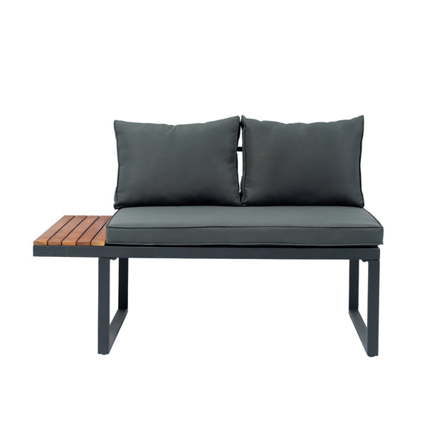 English Elm 4 Piece L-Shaped Patio Wicker Sectional Sofa Set With Dark Grey Cushions & Side Table For Outdoor Comfort W329S00031