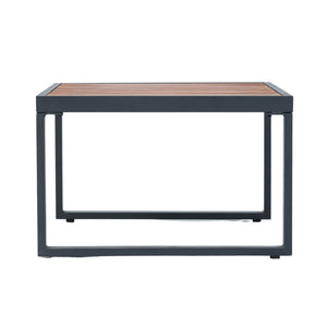 English Elm 4 Piece L-Shaped Patio Wicker Sectional Sofa Set With Dark Grey Cushions & Side Table For Outdoor Comfort W329S00031