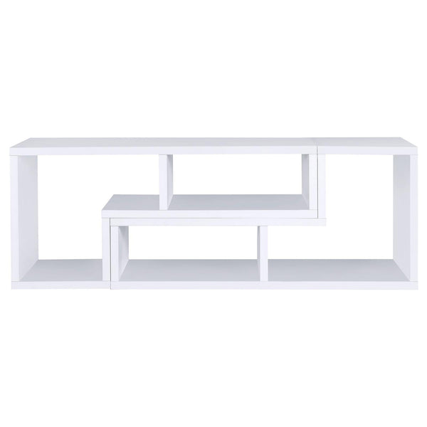 English Elm White Convertible Bookcase — Modern L-Shaped White Shelf Unit with 4 Open Shelves, Versatile Storage & TV Stand Friendly B062P145552