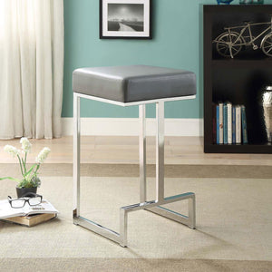 English Elm Grey Upholstered Counter Height Stool With Chrome Legs - Modern Design For Kitchen & Bar Spaces B062P145623