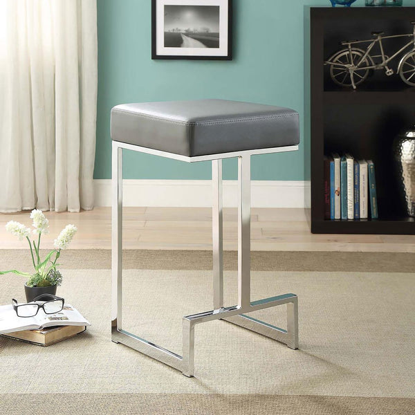 English Elm Grey Upholstered Counter Height Stool With Chrome Legs - Modern Design For Kitchen & Bar Spaces B062P145623