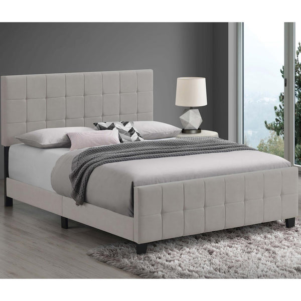 English Elm Beige Tufted Upholstered Queen Panel Bed with Grid-Tufted Headboard, Durable Hardwood Frame, Modern Chic B062P145551