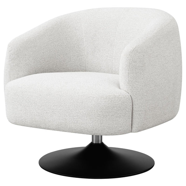 English Elm Beige Boucle Swivel Accent Chair with Matte Black Round Metal Base, Modern 360° Seating for Living Rooms B062P145618